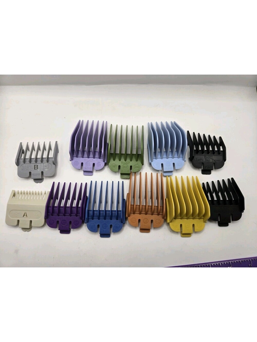 Wahl Color Coded Hair Clipper Guards Set - 11 Pieces With Ear Tapers & Half Size